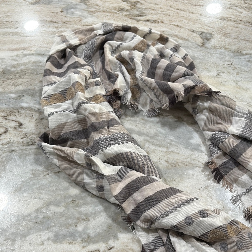 BCBG-Striped Patterned Fabric Scarf